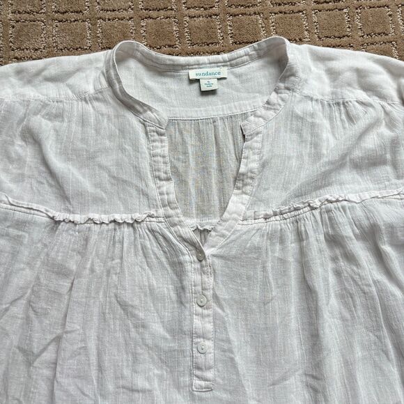 Sundance Prairie Tunic Dress Coverup Small White Cottage Western Boho Oversized - Picture 3 of 9